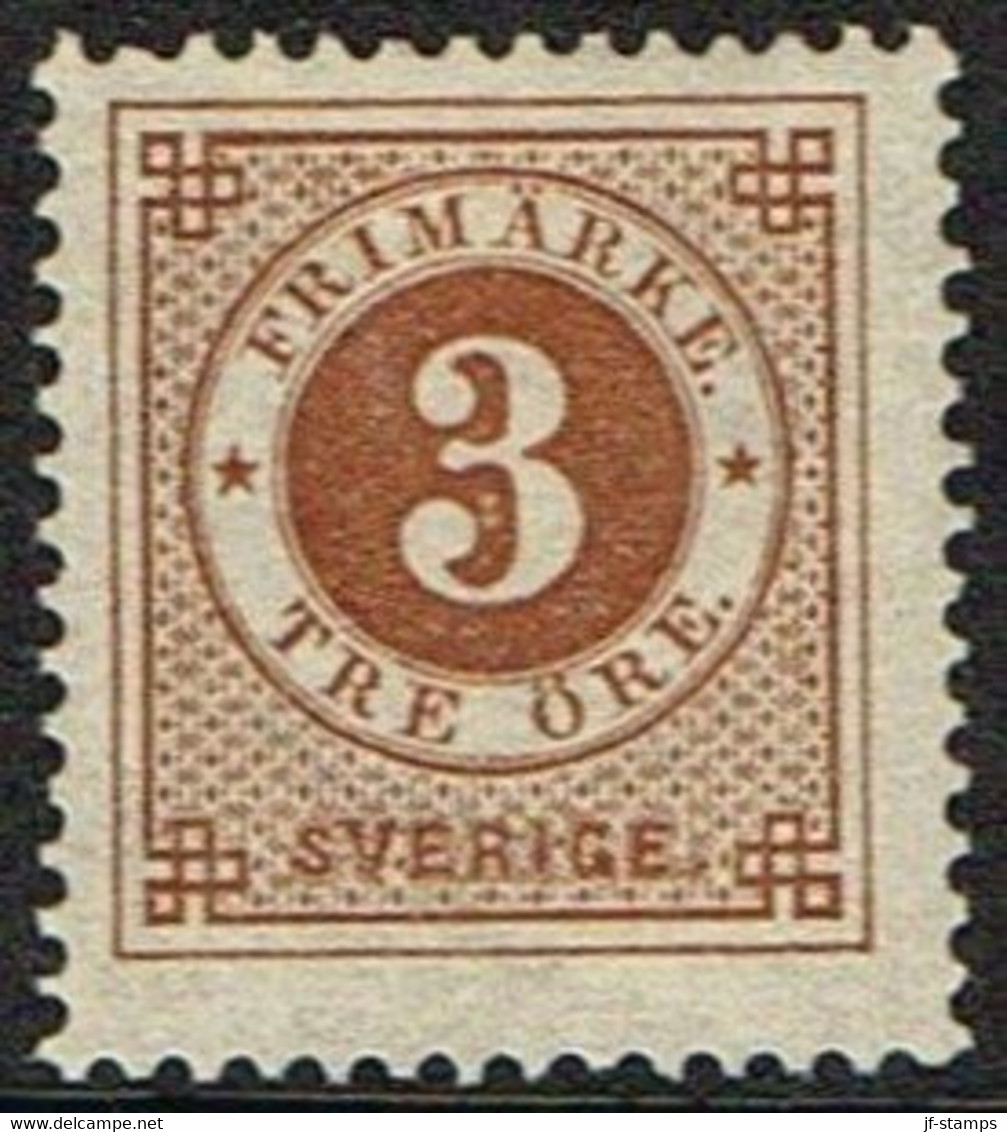 1886. Circle Type. Perf. 13. Posthorn On Back. 3 öre Yellow Brown. (Michel 30) - JF161095 - Neufs