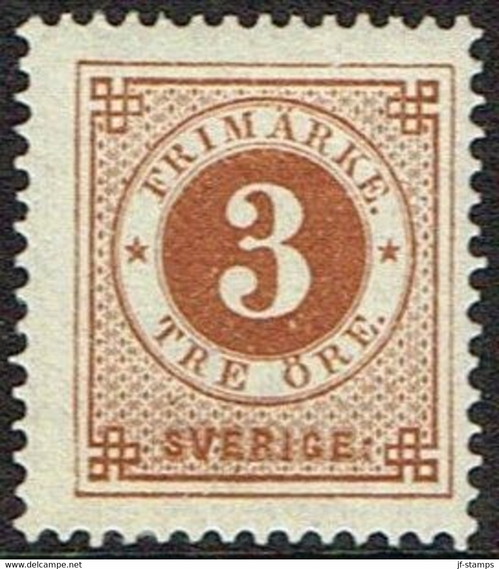 1886. Circle Type. Perf. 13. Posthorn On Back. 3 öre Yellow Brown. (Michel 30) - JF161103 - Neufs