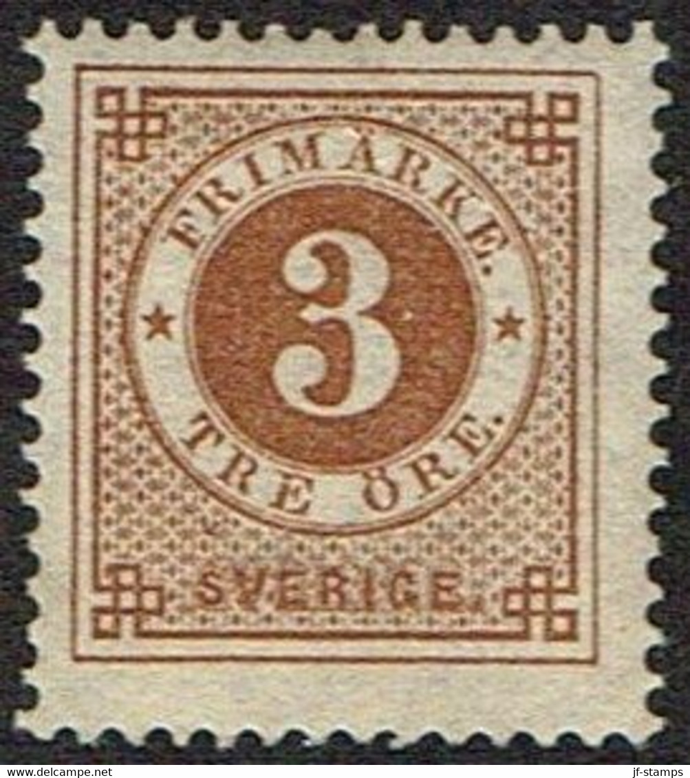 1886. Circle Type. Perf. 13. Posthorn On Back. 3 öre Yellow Brown. (Michel 30) - JF161113 - Neufs