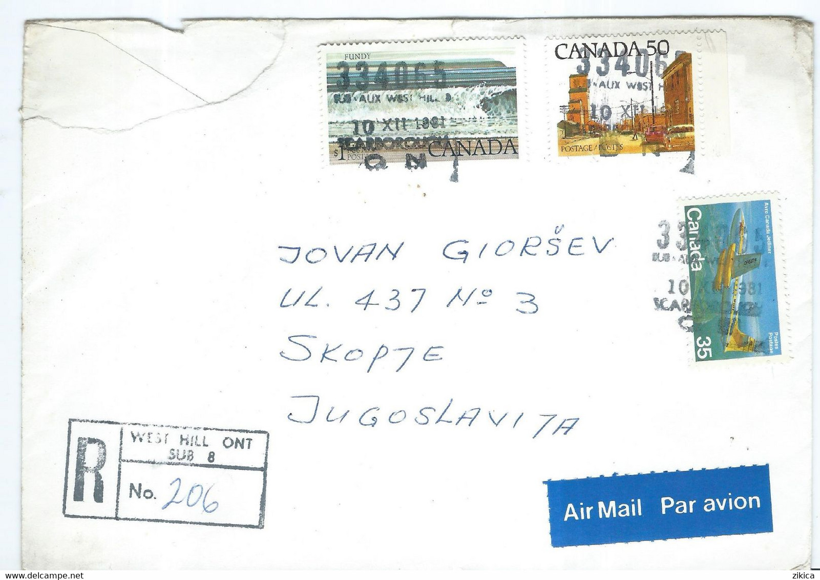 BIG COVER - Canada R - Letter Via Yugoslavia.1981 - Covers & Documents