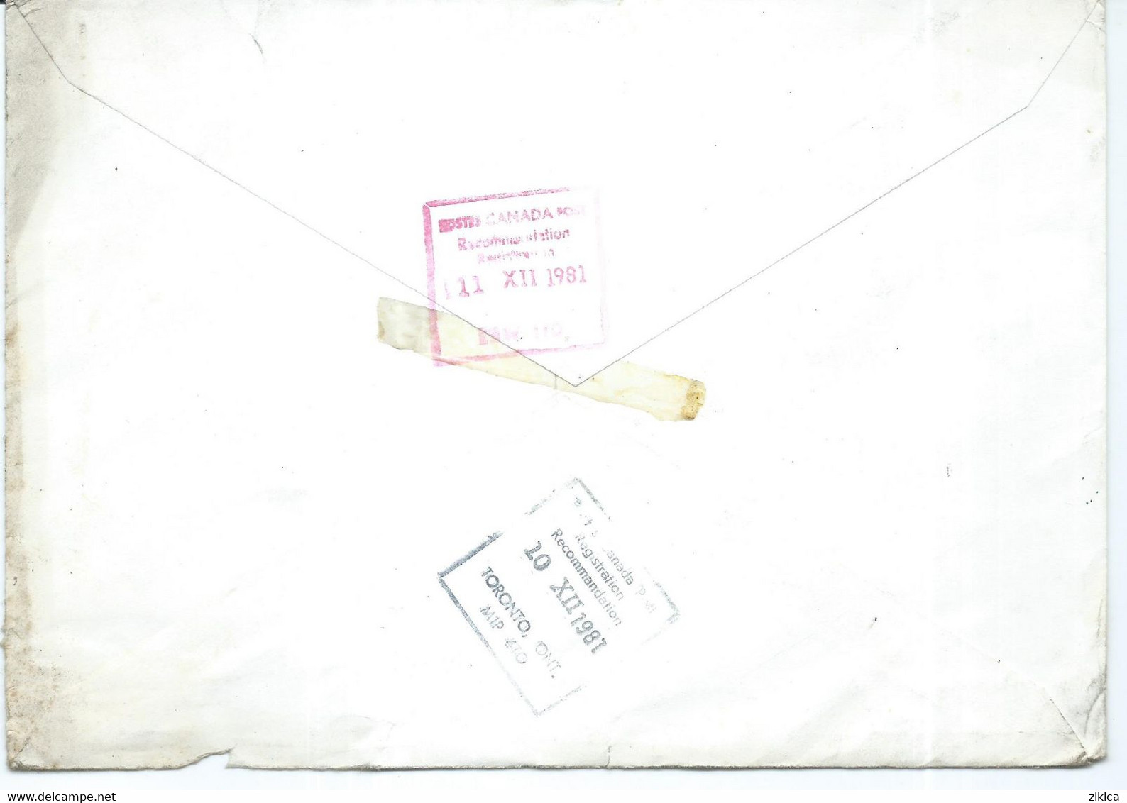 BIG COVER - Canada R - Letter Via Yugoslavia.1981 - Covers & Documents