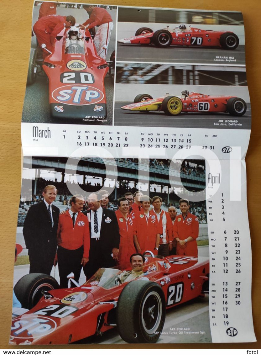 1968 OLD INDY INDIANAPOLIS AMERICAN STOCK FORMULA RACING CAR WALL CALENDAR LOTUS FORMULA - Grand Format : 1961-70