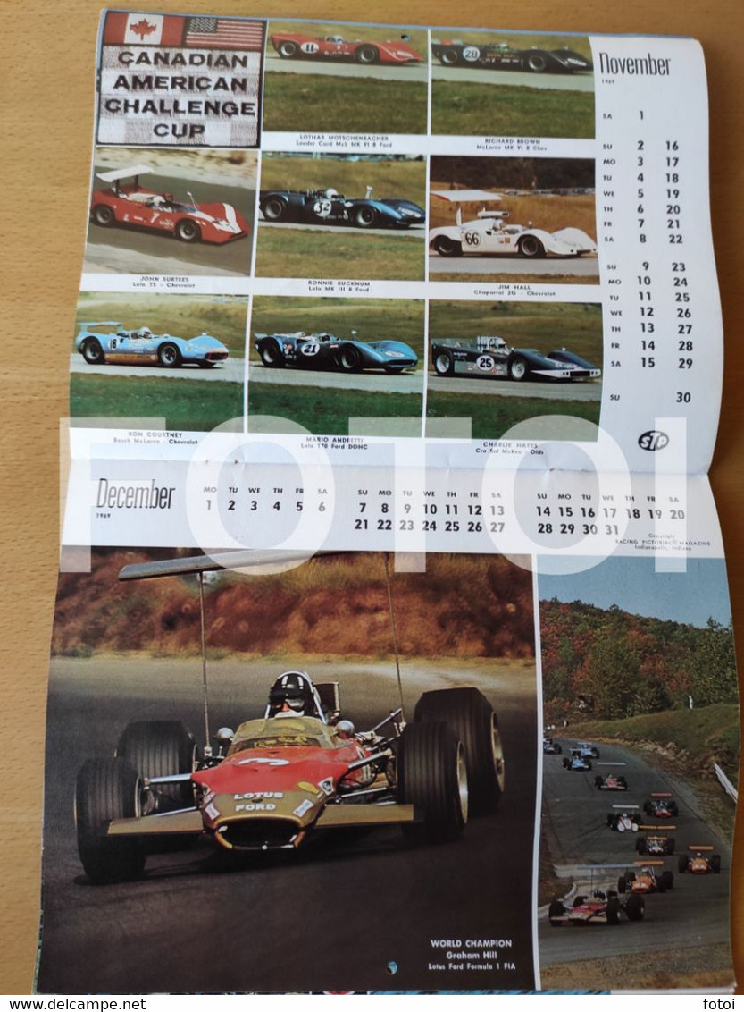 1968 OLD INDY INDIANAPOLIS AMERICAN STOCK FORMULA RACING CAR WALL CALENDAR LOTUS FORMULA