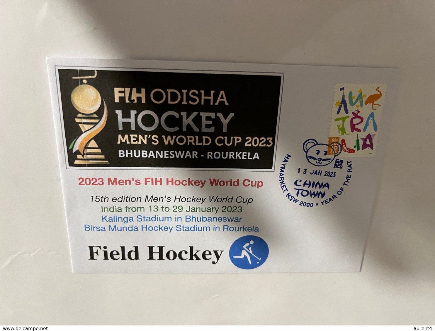 (1 Oø 17) India 2023 World Cup Field Hockey (2 Covers) 13 To 29 Janaury 2023 (with OZ Stamp) - Hockey (Veld)