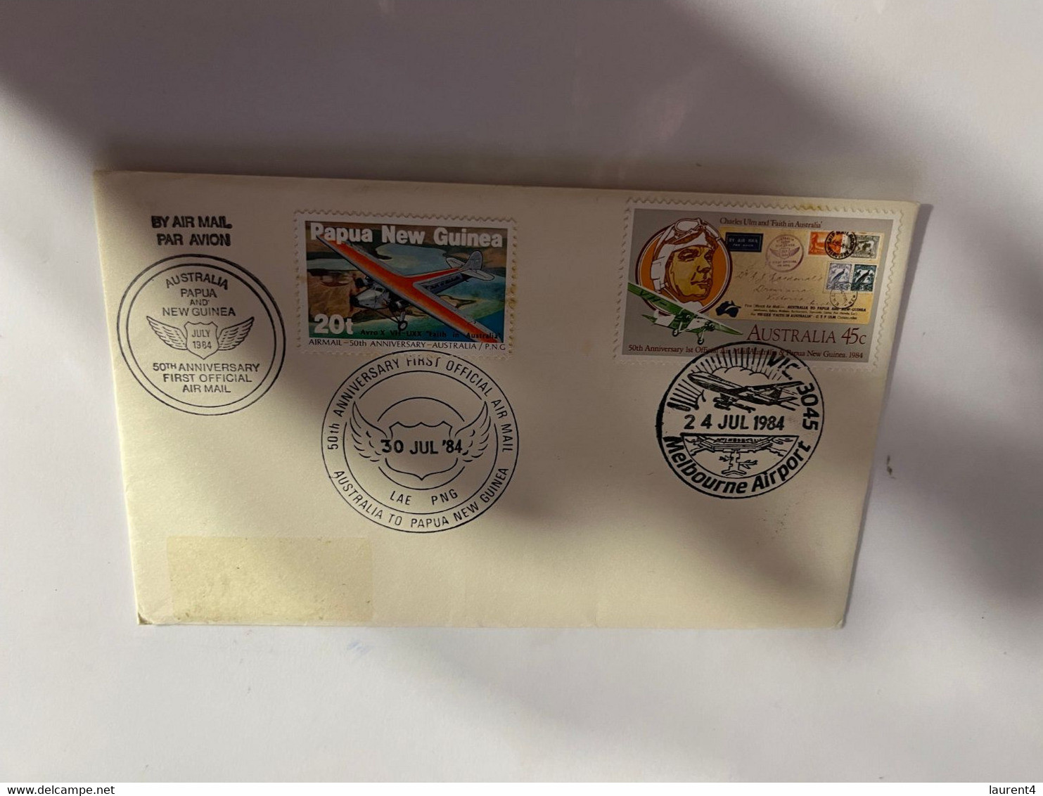 (1 Oø 34) Australia Commemorative Cover - Australia To Papua New Guiea 50th Anniversary (1984) - First Flight Covers