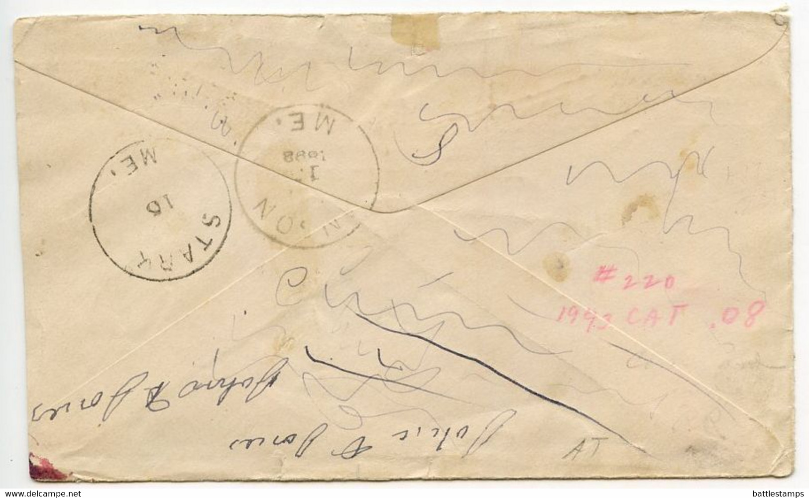 United States 1893 Foxcroft & Newport RPO, Railway Post Office Cover; Dexter, Maine To Stark, Maine; Scott 220 - Marcofilia