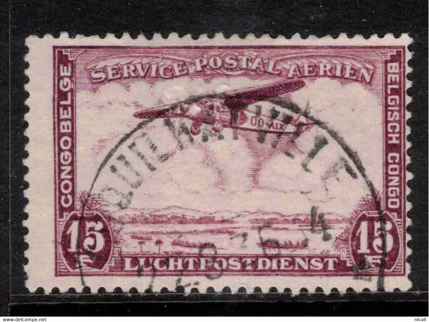 BELGIAN CONGO 1934 15f Purple Air SG 203 U #ADB4 - Used Stamps