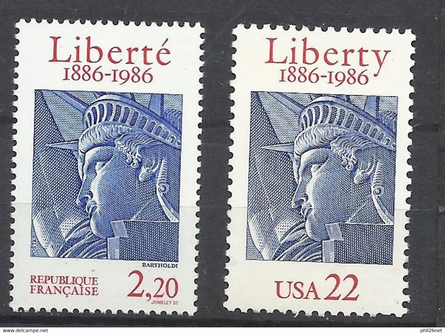 France N° 2421 Et USA  N°1672  émission Conjointe Statue De La Liberté   Neufs  * *     B/TB   Voir Scans  Soldé ! ! ! - Unused Stamps