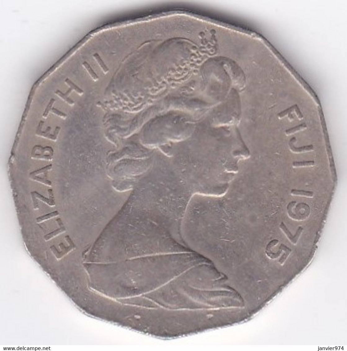 Fidji 50 Cents 1975 Elizabeth II, Cupronickel, KM# 36 - Fidji