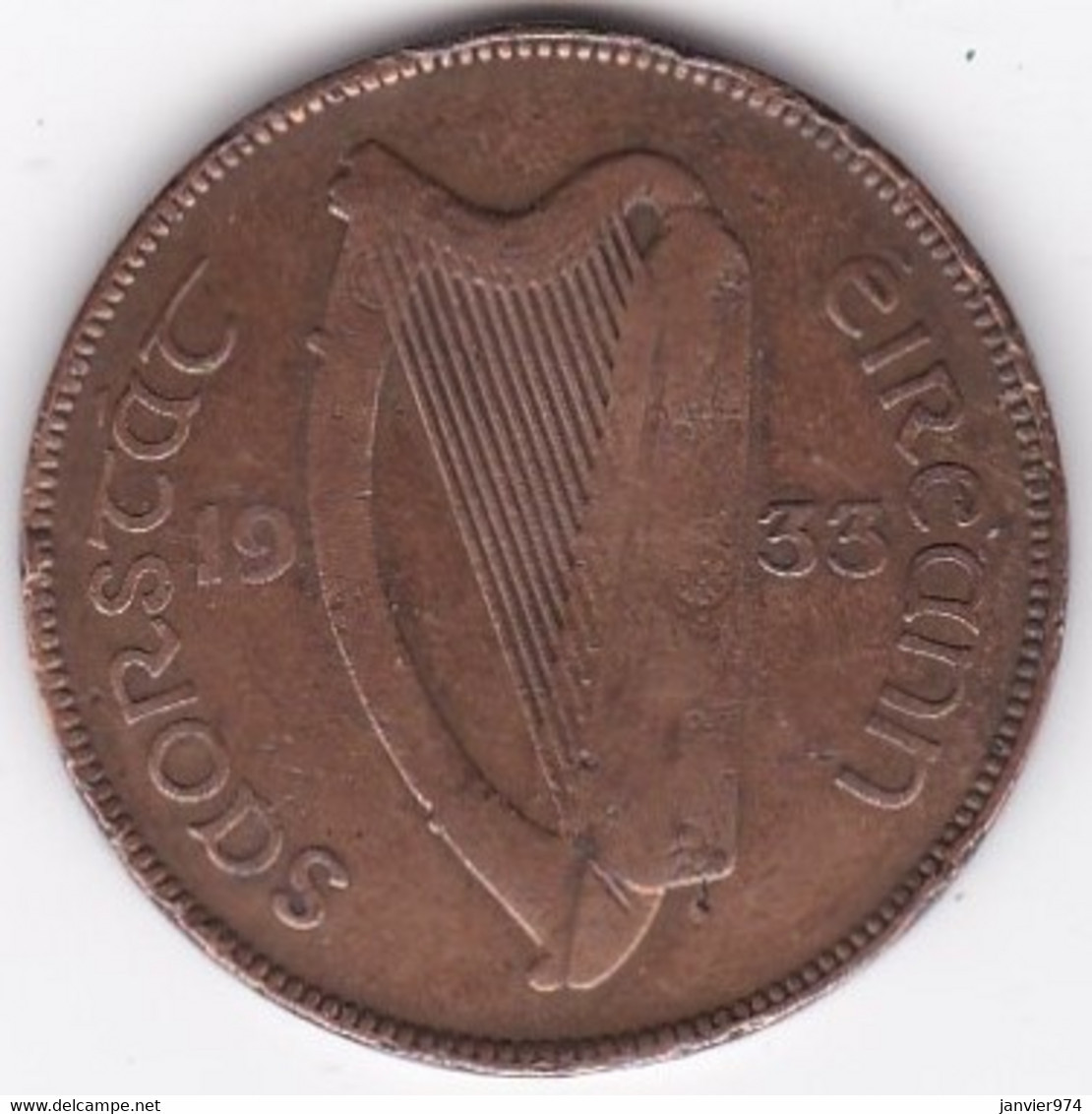 Irlande 1 Pingin 1933, En Bronze, KM# 3 - Irland