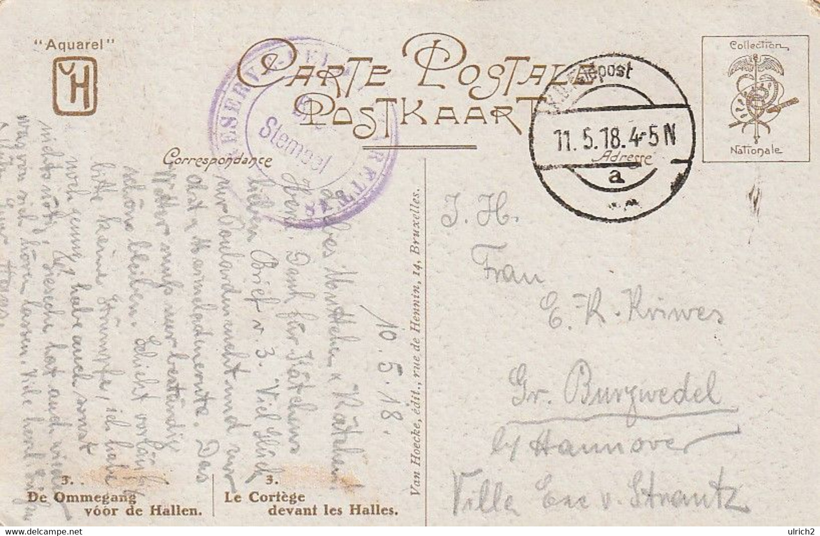 AK Mechelen - De Ommegang Voor De Hallen - Feldpost Reserve-Feld-Lazarett 48 - 1918 (62974) - Malines