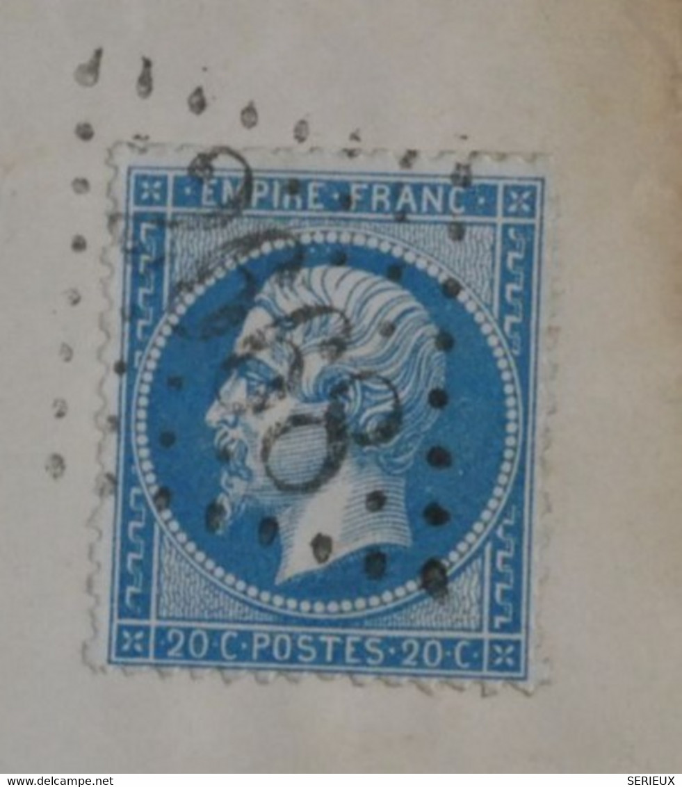 BN2 FRANCE  BELLE LETTRE 1866 NOGENT  A THERON+N° 22 +AFFRANCH. PLAISANT++ + - 1862 Napoléon III.