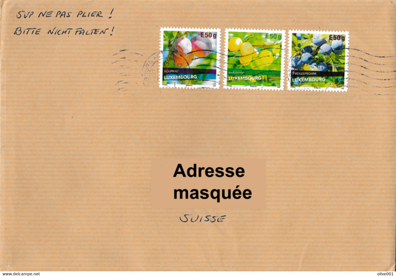 Lettre Voyagée Du Luxembourg De Bourscheid Pour Vétroz Valais (VS) Susse Le 21/05/2022 Types De Prunes - Fruits - Storia Postale