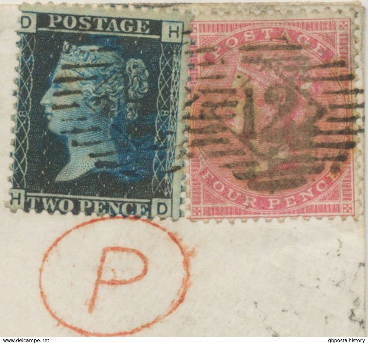 GB 1859, QV 4d Rose-carmin Together With 2d Blue Pl.8 (HD) With LONDON Numeral "12" On Very Fine Cover To HAMBURG - Brieven En Documenten