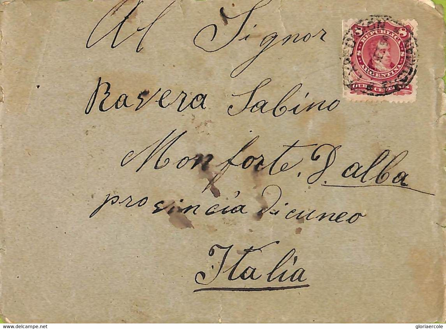 Ac6429 - ARGENTINA - POSTAL HISTORY - COVER From TUCUMAN To ITALY  1890 Contents - Covers & Documents