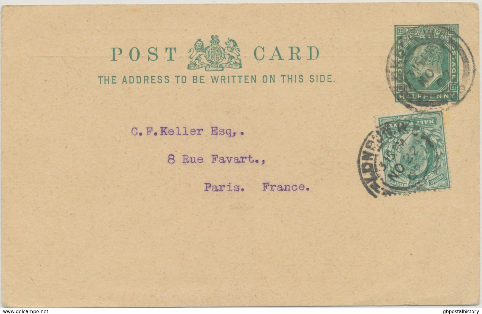 GB 1902 Superb EVII ½d Bluegreen Printed To Order Postcard (STANLEY GIBBONS) Uprated W ½d Bluegreen Tied By CDS „LONDON - Brieven En Documenten