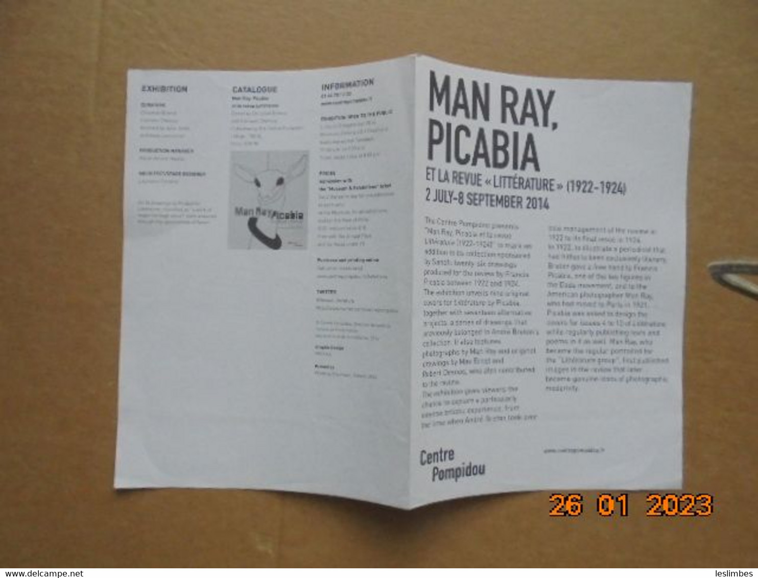 Man Ray, Picabia Et La Revue "Litterature" (1922-1924) - Centre Pompidou 2 July - 8 Septembre 2014 - Bellas Artes