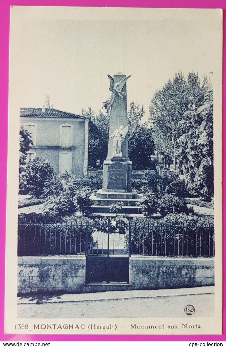 Cpa Montagnac Monument Aux Morts Carte Postale 34 Hérault Rare Proche Pezenas Aumes Meze Paulhan - Montagnac