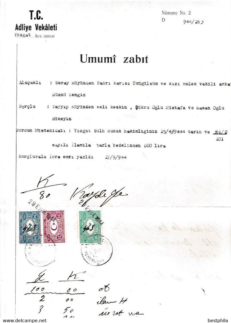 Turkey & Ottoman Empire - Turkish Air Agency Aid Stamp & Rare Document With Stamps - 190 - Lettres & Documents