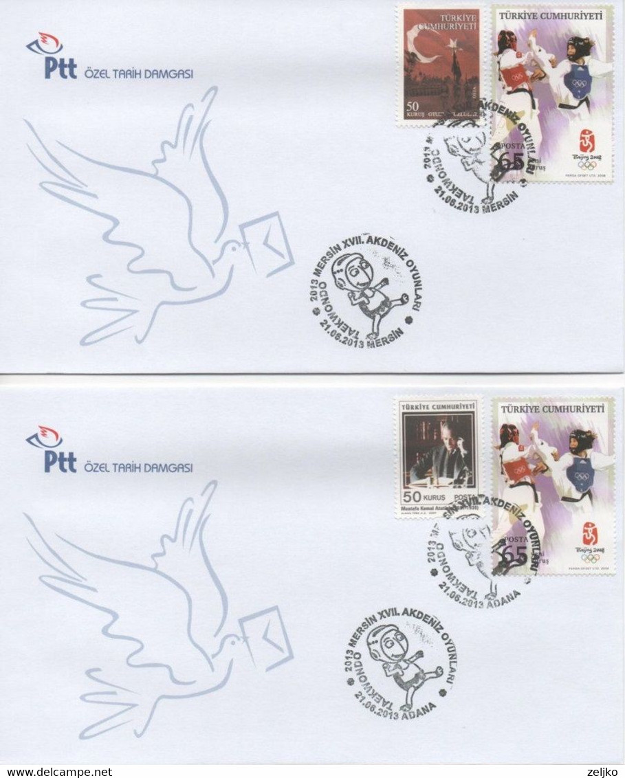 Turkey, Mediterranean Games 2013, Mersin And Adana, Taekwondo ( You Can By Only One Cover - 2,50 € ) - Non Classificati