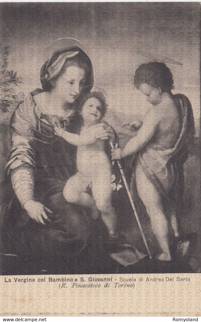 CARTOLINA  TORINO,PIEMONTE,R.PINACOTECA-LA VERGINA COL BAMBINO E S.GIOVANNI-SCUOLA DI ANDREA DEL SARTO-NON VIAGGIATA - Musea