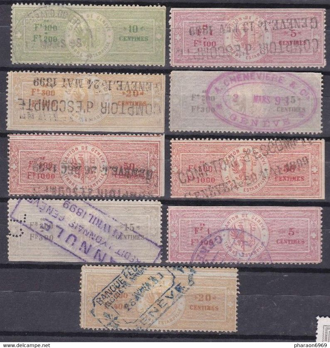 Canton De Genève 9 Timbre Estampillé Dont 1  Perforé - Revenue Stamps