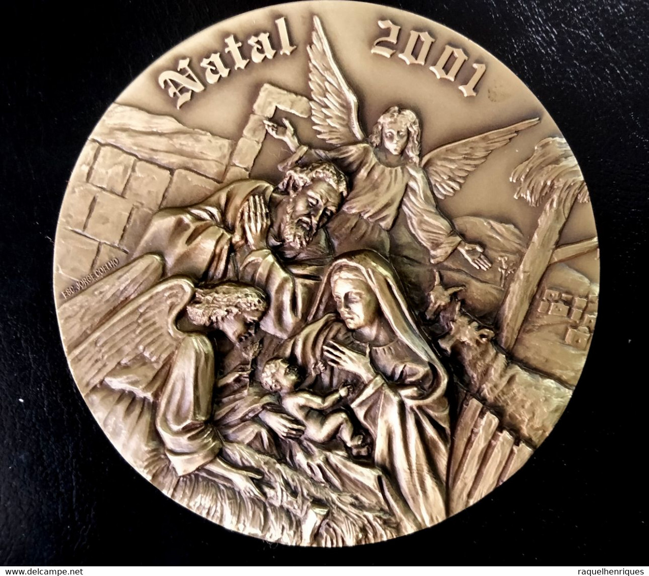 PORTUGAL MEDALHA NATAL 2001 - BRONZE MEDAL CHRISTMAS 2001 - Ø 90mm 255gr. (PLB#02-30) - Royal / Of Nobility