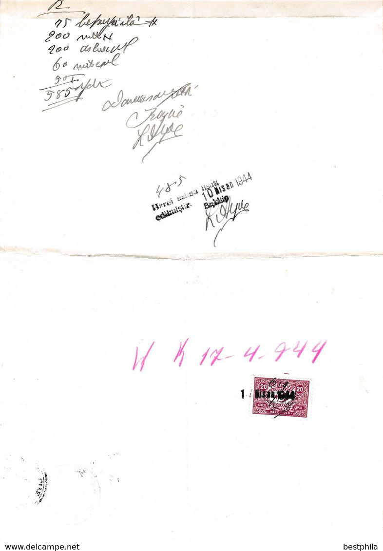Turkey & Ottoman Empire - Turkish Air Agency Aid Stamp & Rare Document With Stamps - 167 - Brieven En Documenten