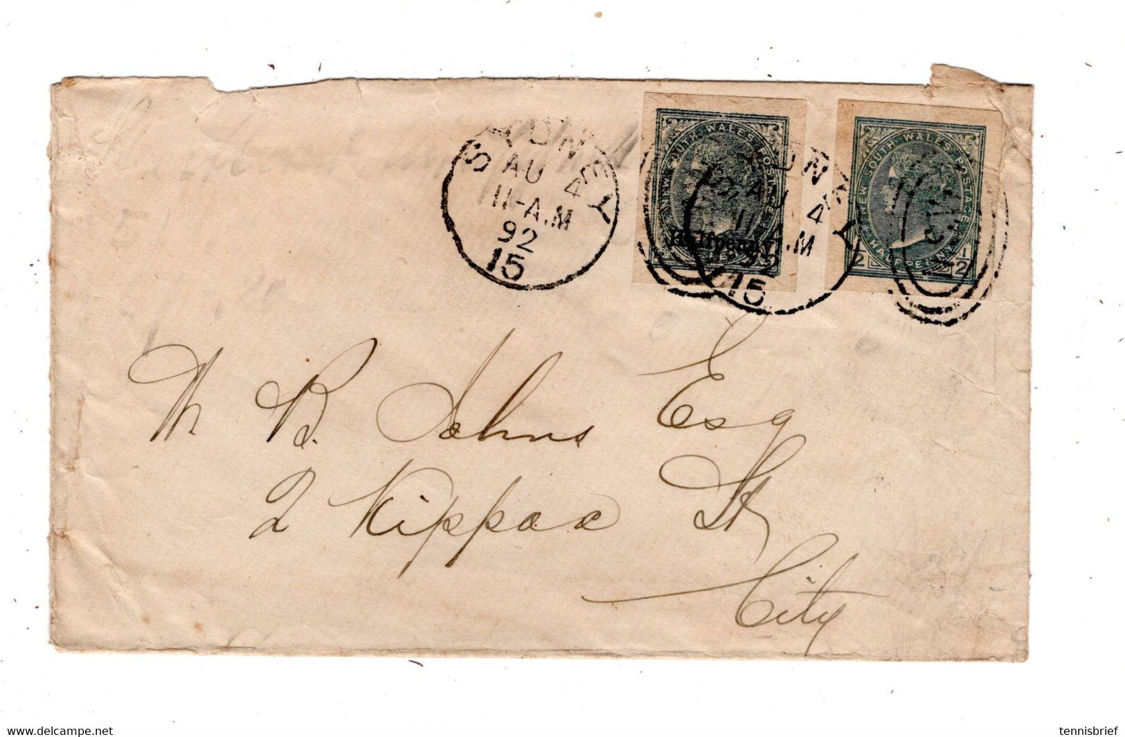 1892, 2 Different Cut Outs From 2 Wrapper ,1/2 P.and Overprint Halfp.Sydney As Local Cover,commerc. Use , R ! - Lettres & Documents