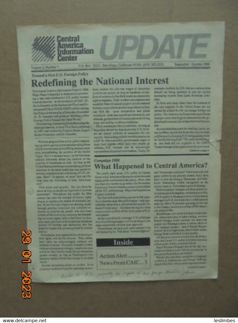 Central America Information Center Update (September-October 1988) Volume 2, Number 7 - Krieg/Militär