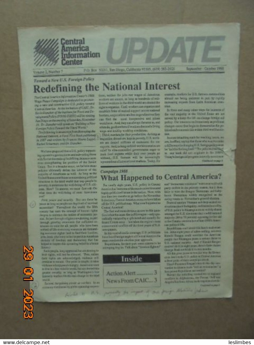 Central America Information Center Update (September-October 1988) Volume 2, Number 7 - Militair / Oorlog