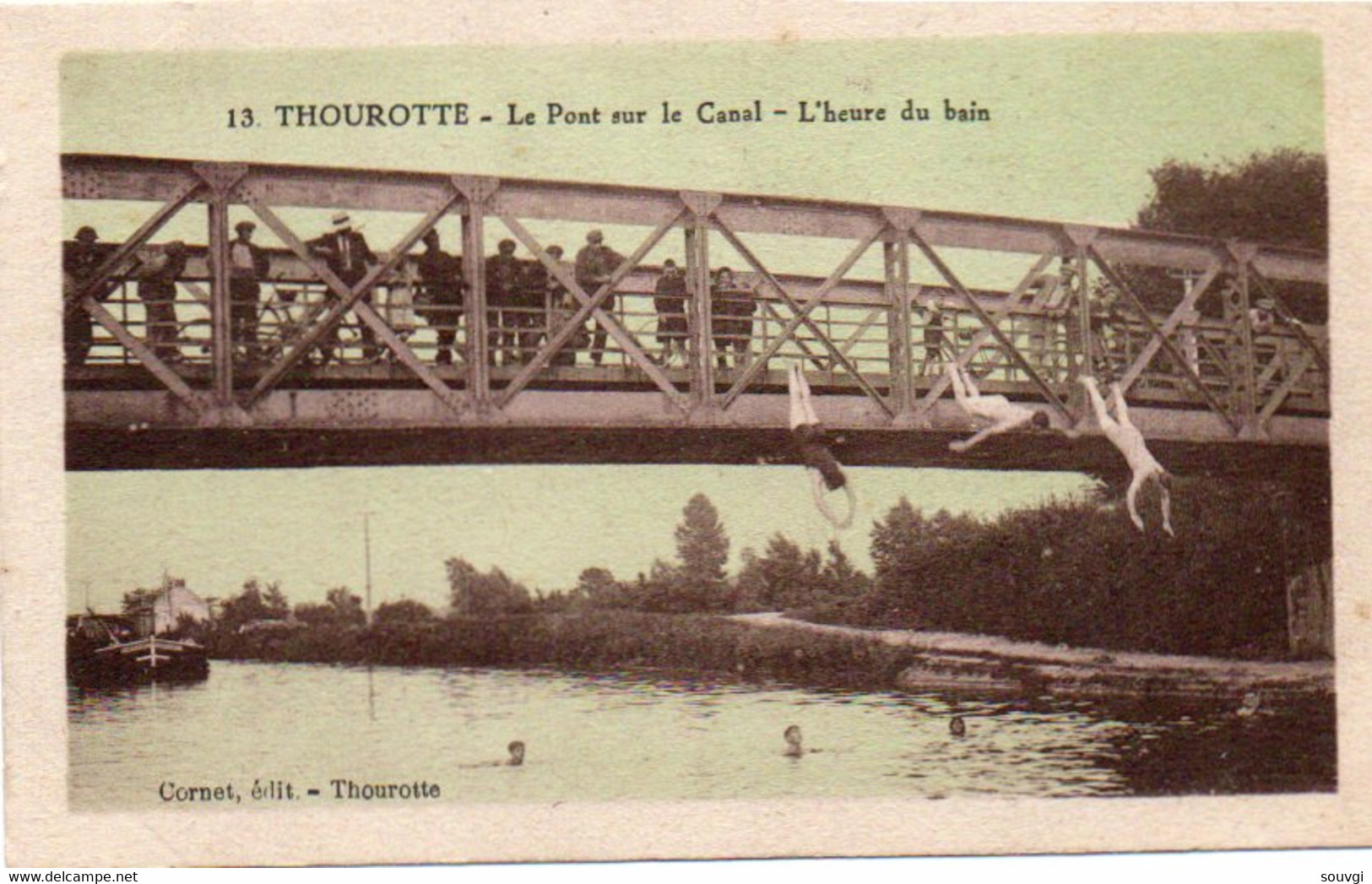 60 THOUROTTE / Le Pont Sur Le Canal - L'heure Du Bain / CARTE ANIMEE - Thourotte