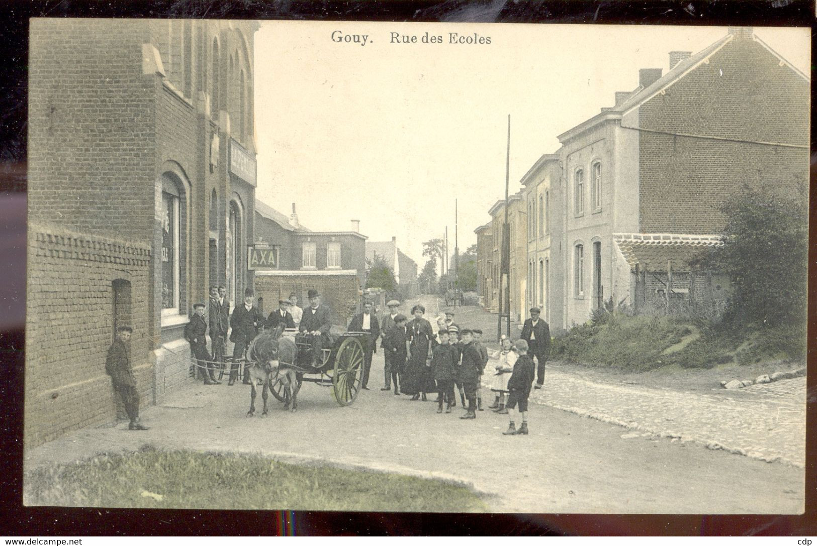 Cpa  Gouy   Attelage Ane  1920 - Courcelles