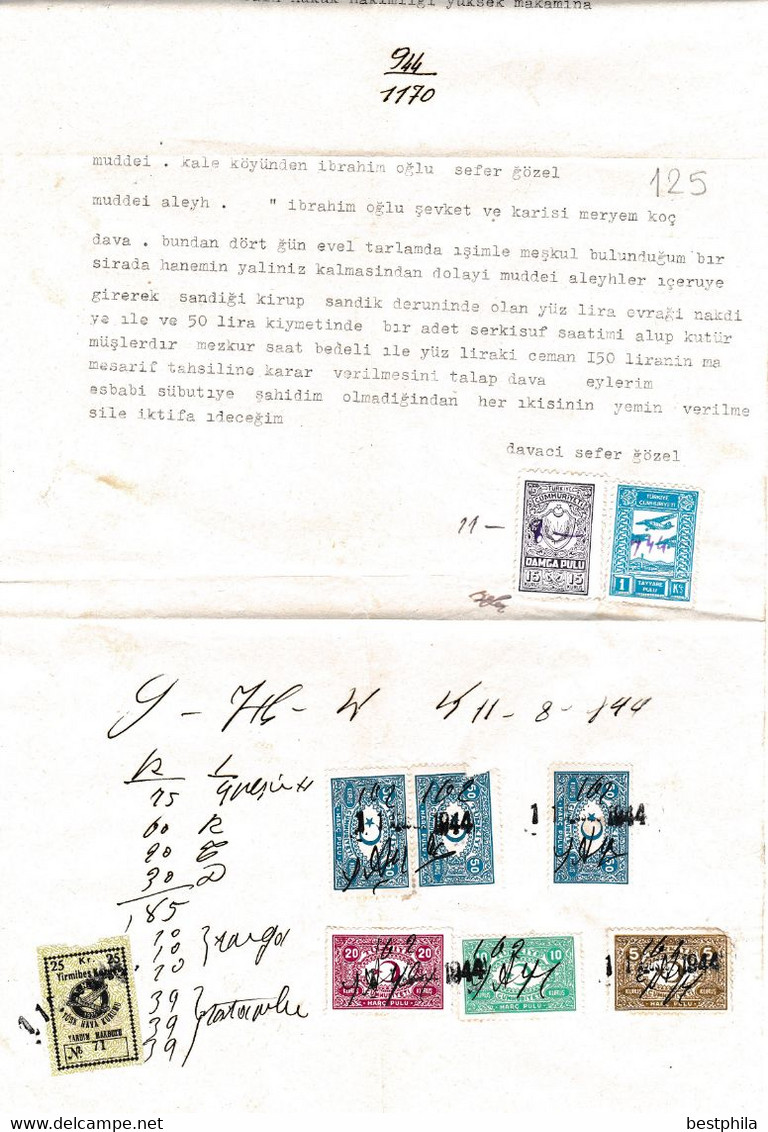 Turkey & Ottoman Empire - Turkish Air Agency Aid Stamp & Rare Document With Stamps - 125 - Brieven En Documenten