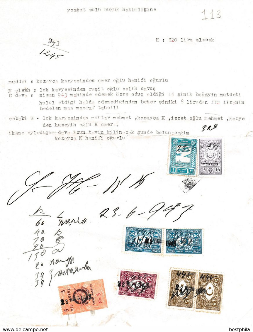 Turkey & Ottoman Empire - Turkish Air Agency Aid Stamp & Rare Document With Stamps - 113 - Brieven En Documenten