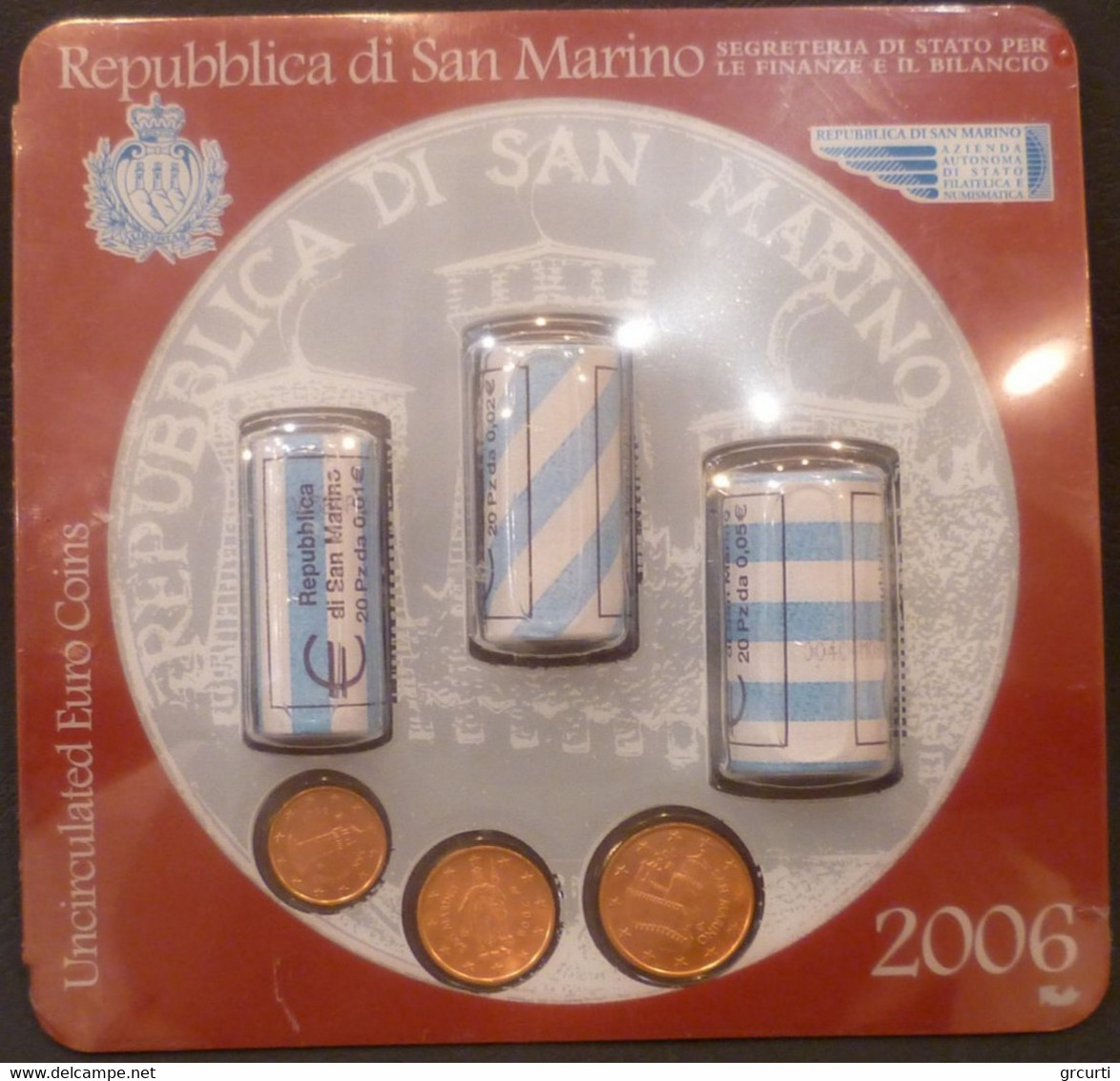 San Marino - 1 + 2 + 5 Centesimi 2006 - Rotolini 20 Pezzi + 1 - Rouleaux