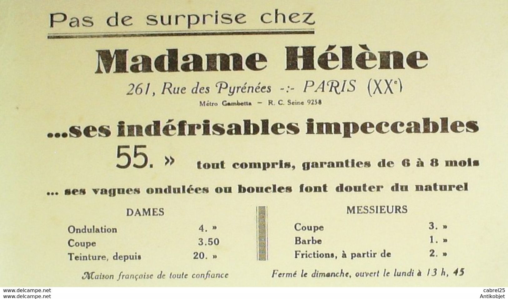 Buvard MADAME HELENE Coiffure - Parfums & Beauté