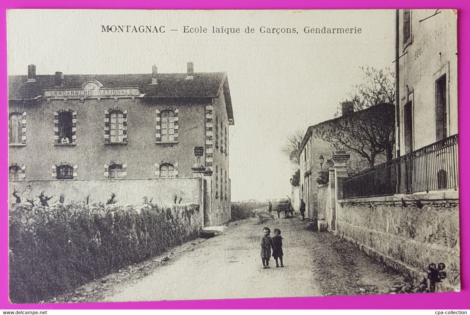 Cpa Montagnac Gendarmerie Ecole Carte Postale 34 Hérault Rare Proche Pezenas Aumes Meze Paulhan - Montagnac