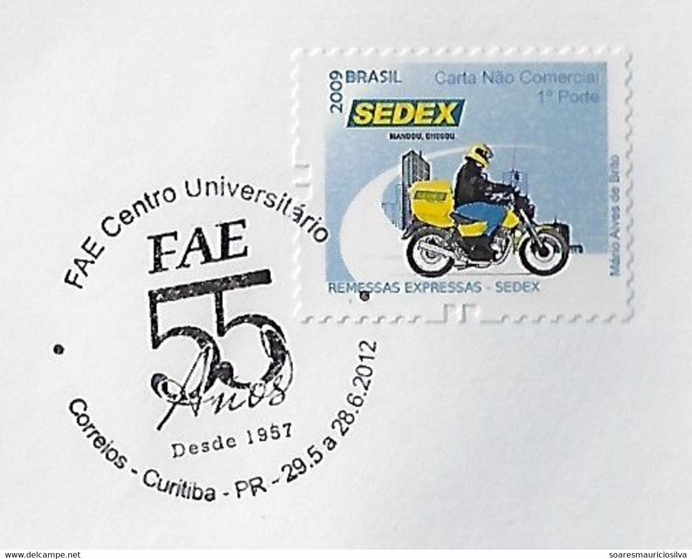 Brazil 2012 Cover Commemorative Cancel 55 Years Of FAE (Franciscan Broad & Entrepreneur) Private University In Curitiba - Lettres & Documents