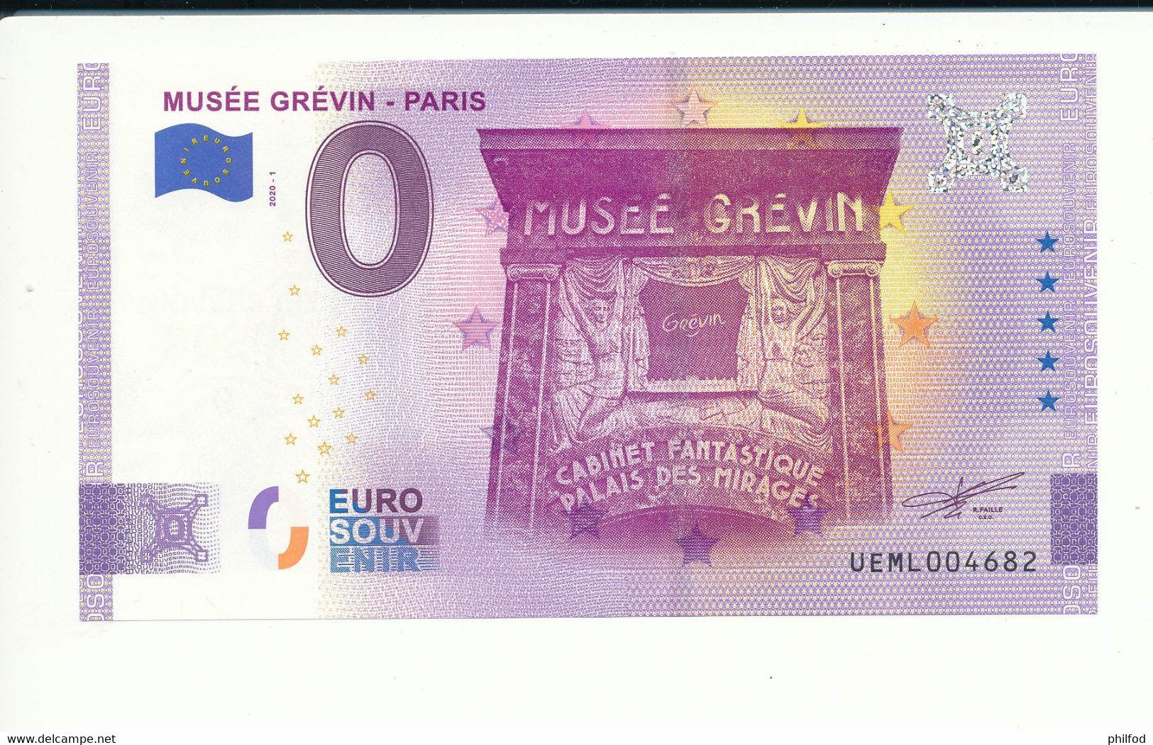 Billet Touristique 0 Euro - MUSEE GREVIN - PARIS - 2020-1 - UEML - ANNIV - N° 4682 - Billet épuisé - Autres & Non Classés