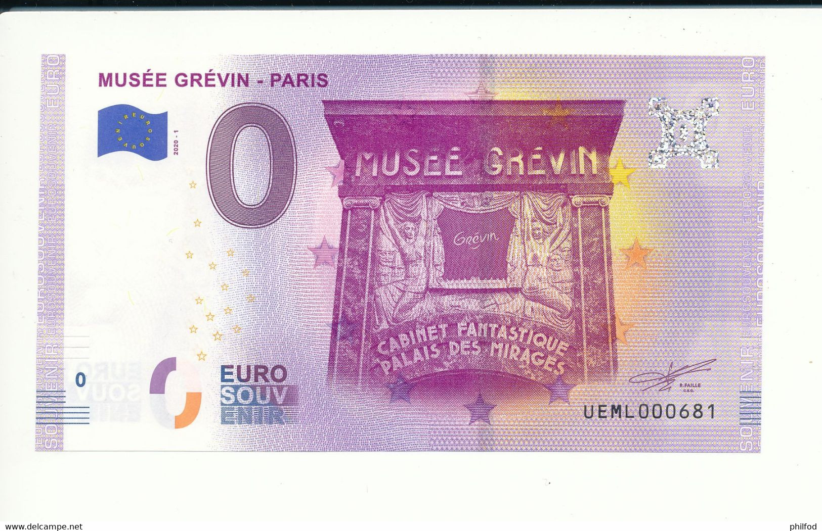 Billet Touristique 0 Euro - MUSEE GREVIN - PARIS - 2020-1 - UEML - N° 681 - Billet épuisé - Autres & Non Classés