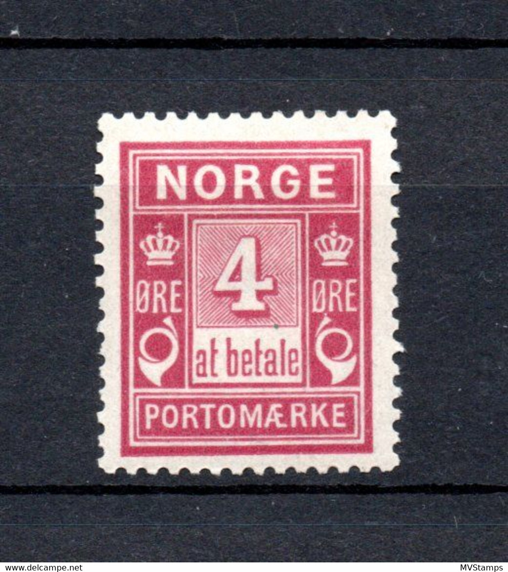 Norway 1922 Old 4 Ore Postage-due Stamp (Michel P 7) Nice MLH - Ongebruikt