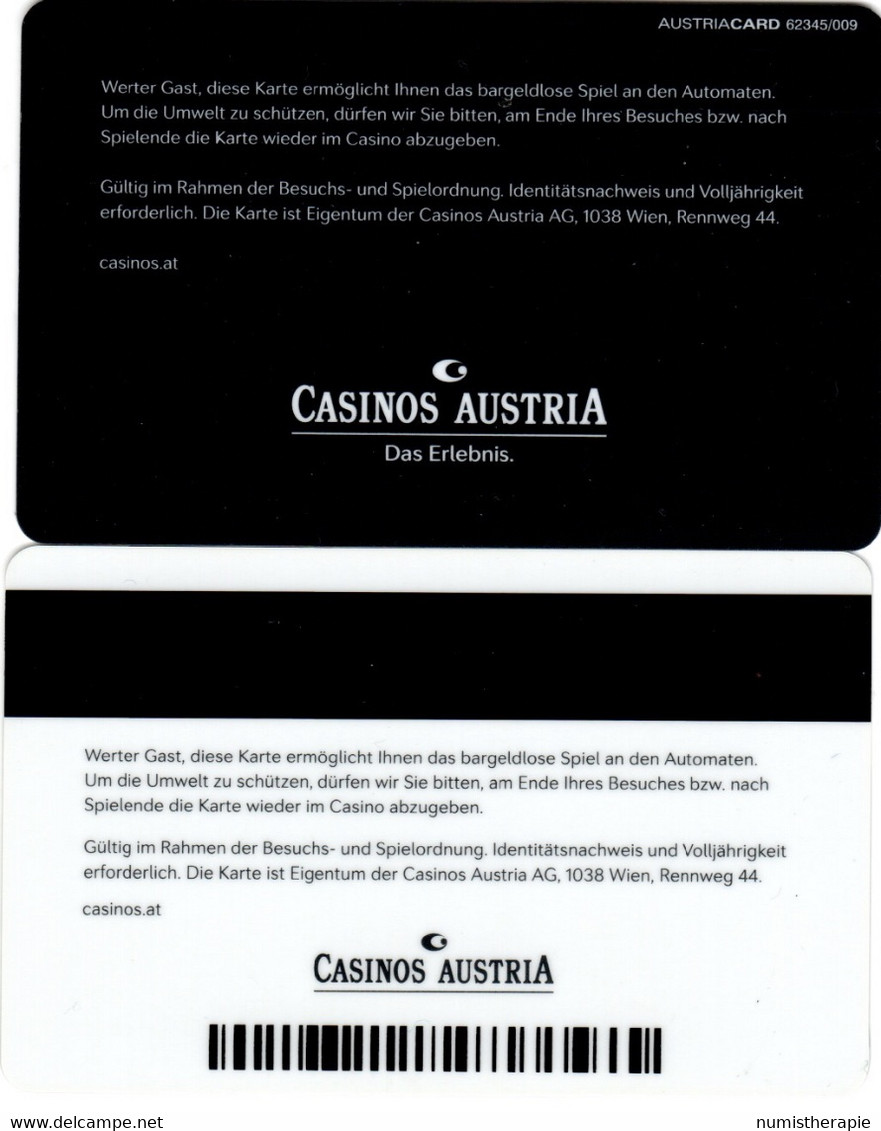 Lot De 2 Cartes Casino S Austria : Spiel Card (avec Et Sans Puce) - Casinokaarten