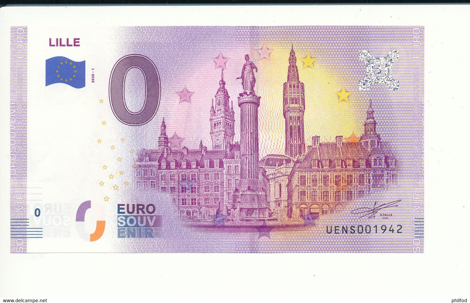Billet Touristique 0 Euro - LILLE - 2020-1 - UENS - N° 1942 - Autres & Non Classés