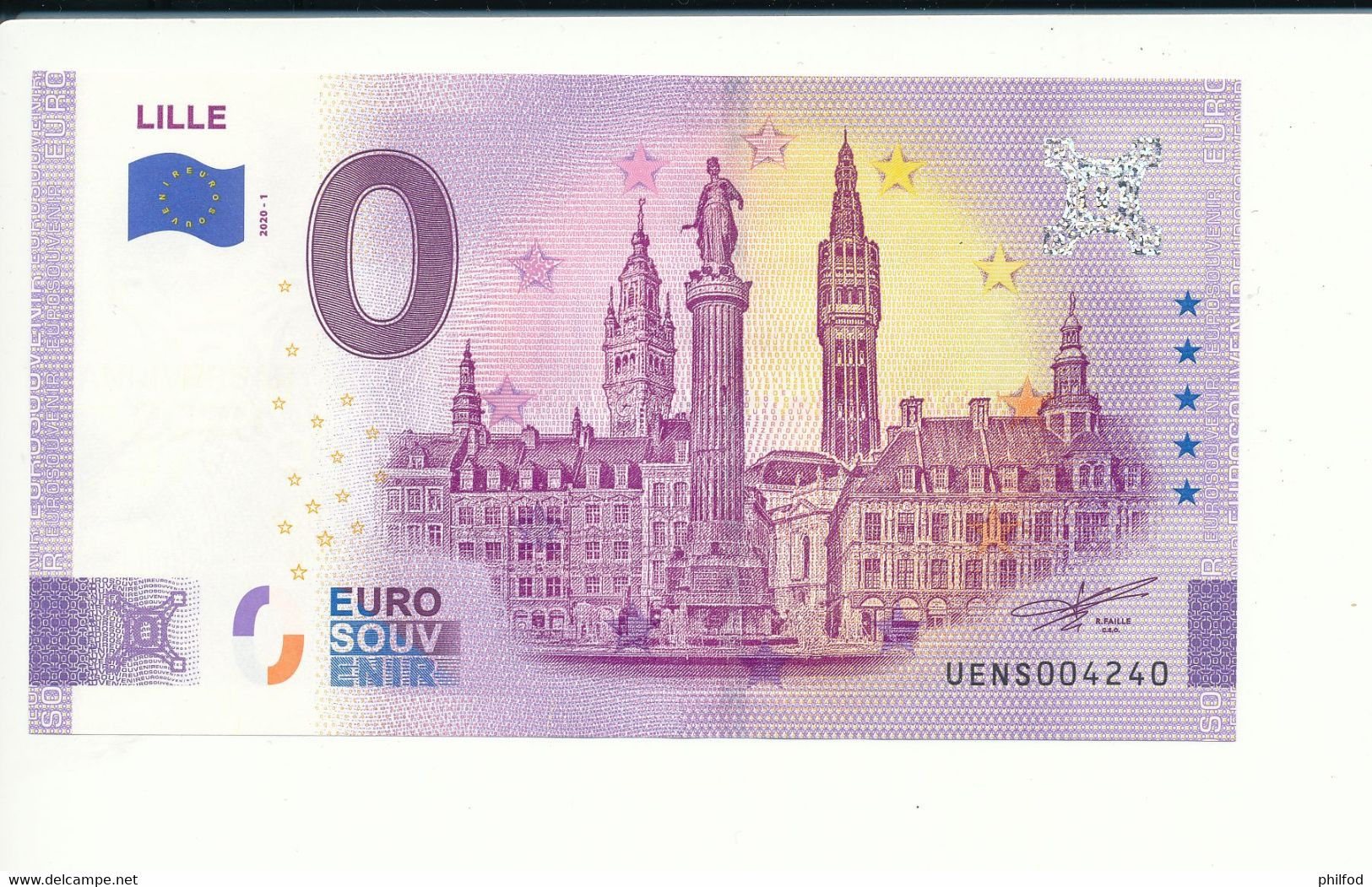 Billet Touristique 0 Euro - LILLE - 2020-1 - UENS - ANNIV - N° 4240 - Autres & Non Classés