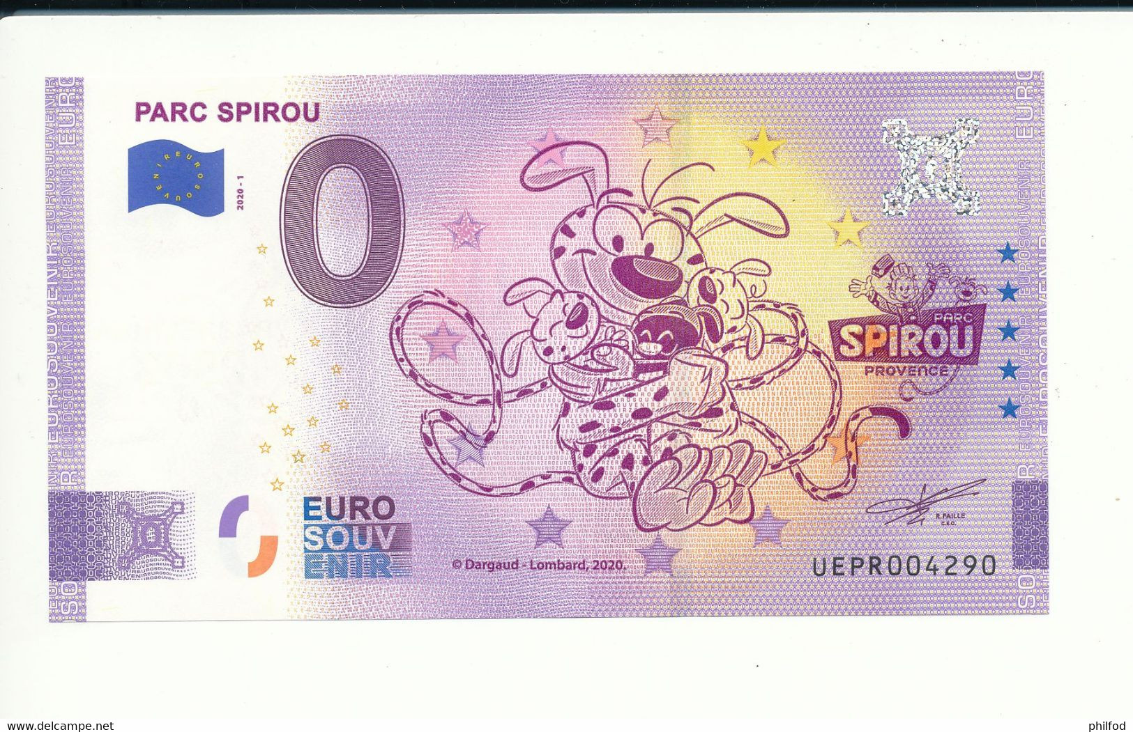 Billet Touristique 0 Euro - PARC SPIROU - 2020-1 - UEPR - ANNIV - N° 4290 - Billet épuisé - Autres & Non Classés