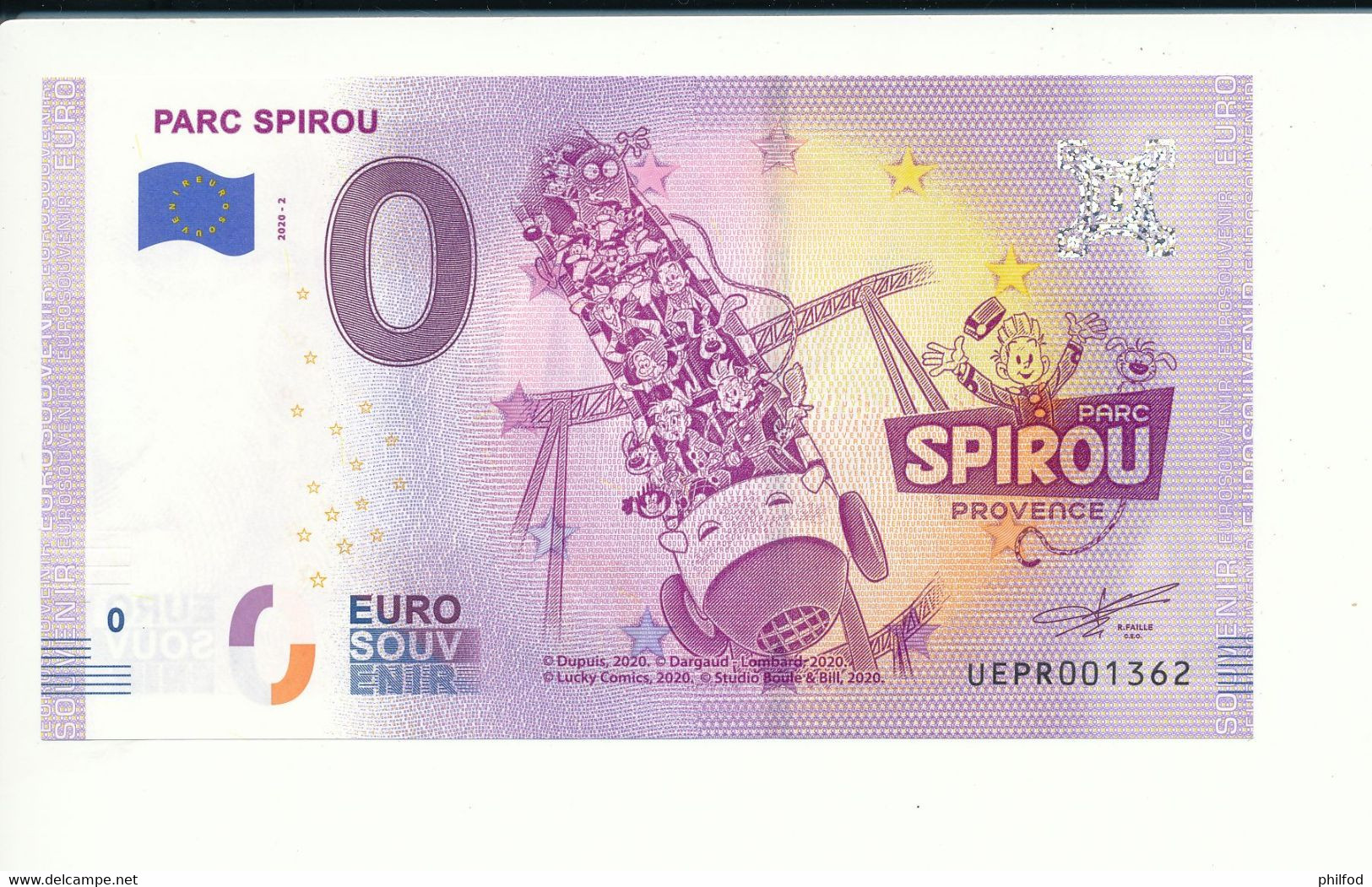 Billet Touristique 0 Euro - PARC SPIROU - 2020-2 - UEPR- N° 1362 - Autres & Non Classés
