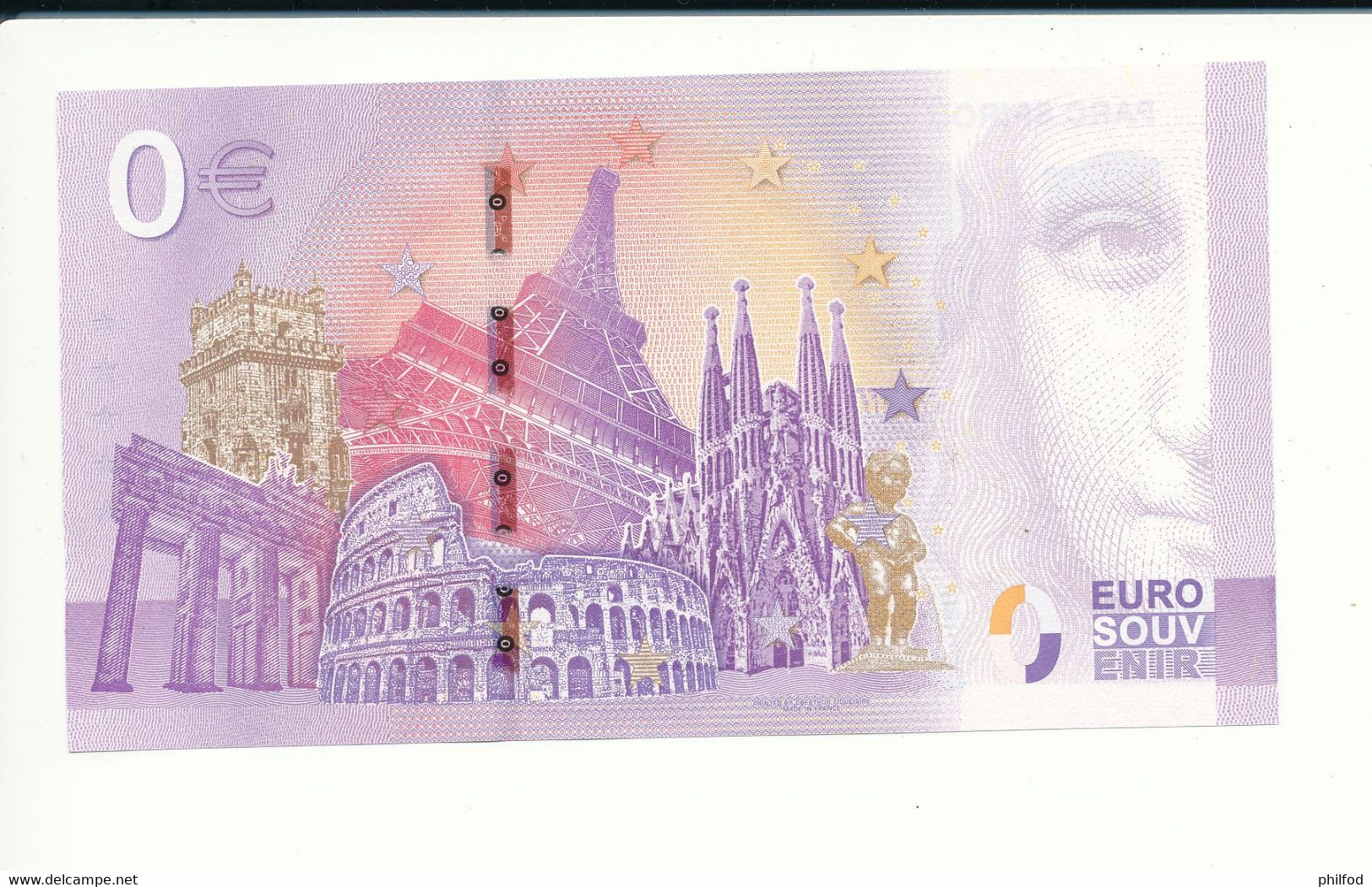 Billet Touristique 0 Euro - PARC SPIROU - 2020-2 - UEPR - ANNIV - N° 4274 - Autres & Non Classés