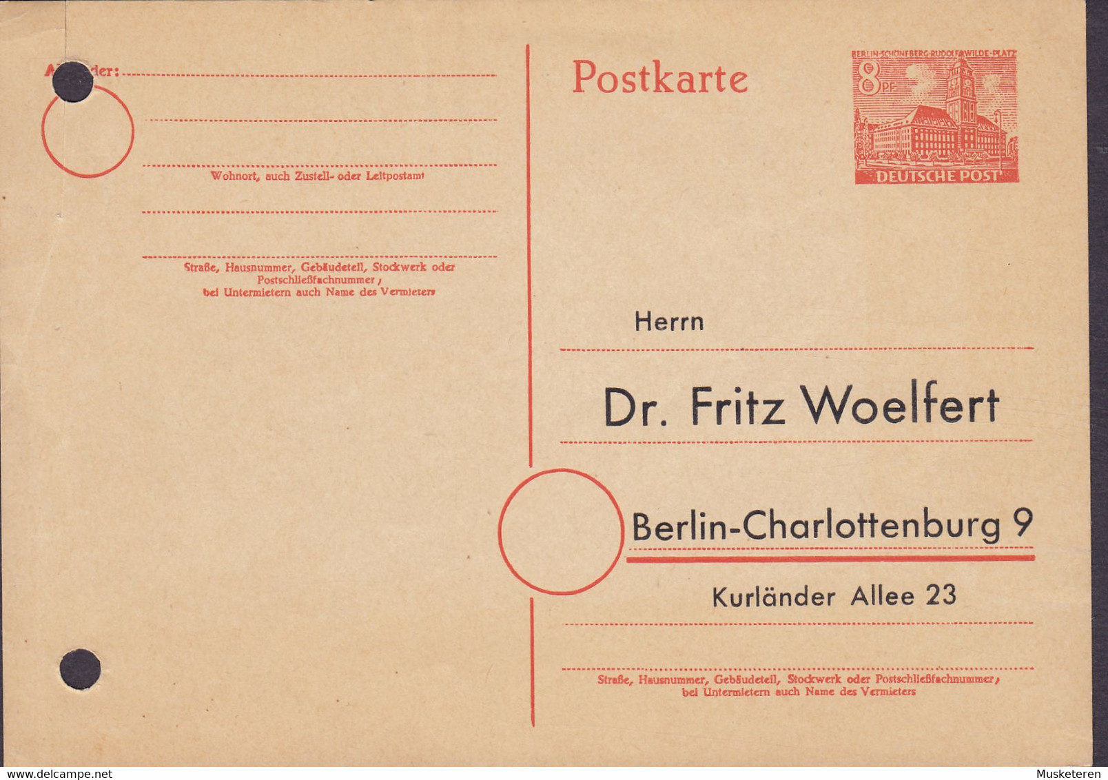 Berlin Postal Stationery Ganzsache DIESNNER & Co.,Berlin-Rudow PRIVATE Print Dr. FRITZ WOELFERT Berlin-Charlottenburg - Privatpostkarten - Ungebraucht