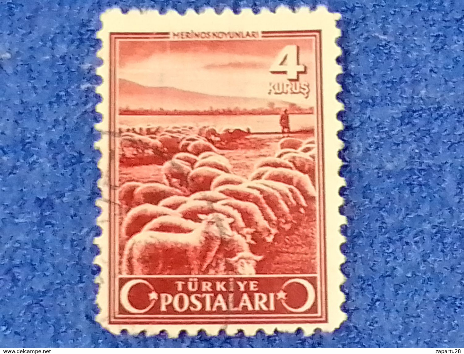 TÜRKİYE.-1940-50-  4K  İNSCRİPTİON : TÜRKİYE  CUMHURİYETİ  CRESCENTS  AND STAR  DAMGALI - Used Stamps